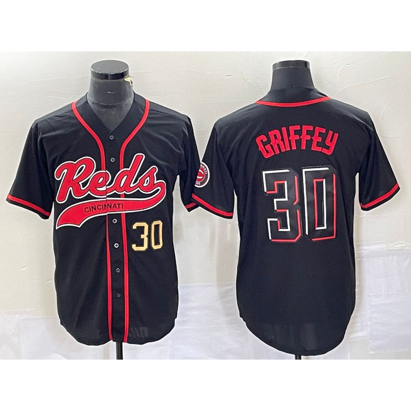 Cincinnati Reds #30 Ken Griffey Jr Number Black MWATKINS 2023 City Connect Cool Base Stitched Jerseys