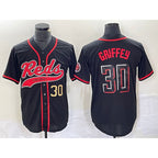 Cincinnati Reds #30 Ken Griffey Jr Number Black MWATKINS 2023 City Connect Cool Base Stitched Jerseys