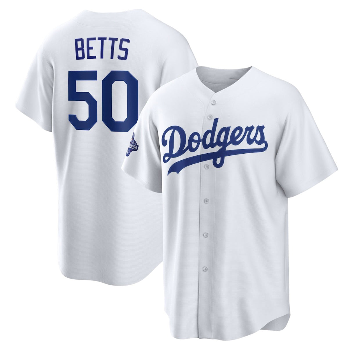Los Angeles Dodgers #50 Mookie Betts White MWATKINS 2025 World Series Champions Home Cool Base Stitched Jersey