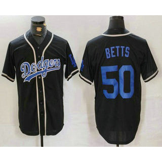 Los Angeles Dodgers #50 Mookie Betts Black MWATKINS Cool Base With Patch Stitched Jersey