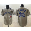 Toronto Blue Jays #36 Davis Schneider Gray MWATKINS 2025 World Series Cool Base Stitched Jersey