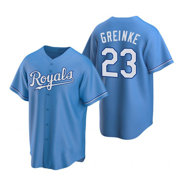 Kansas City Royals #23 Zack Greinke Light Blue MWATKINS Cool Base Stitched Jersey