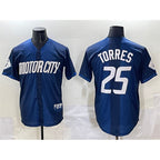 Detroit Tigers #25 Gleyber Torres Navy MWATKINS City Connect Cool Base Limited Stitched Jersey