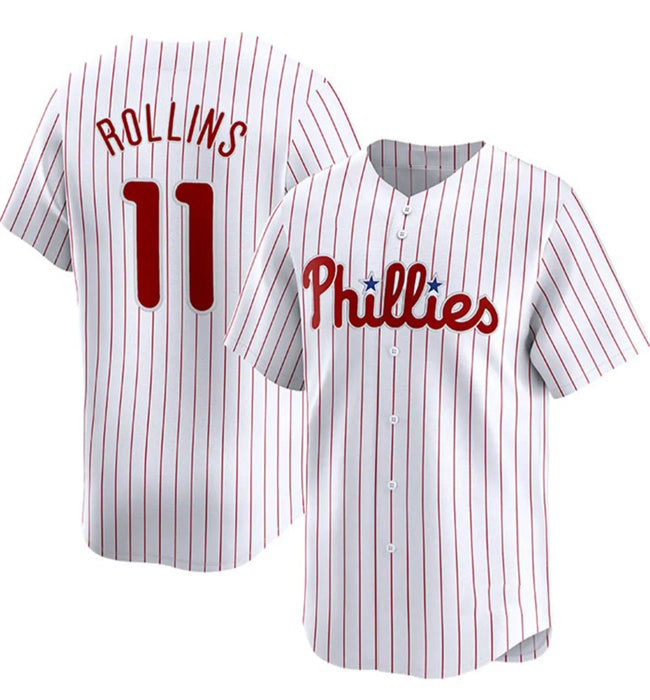 Philadelphia Phillies #11 Jimmy Rollins White MWATKINS Home Limited Stitched Jersey