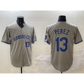 Kansas City Royals #13 Salvador Perez Gray MWATKINS 2024 Away Limited Stitched Jersey