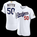 Los Angeles Dodgers #50 Mookie Betts White MWATKINS 2026 Gold Collection Authentic Jersey