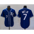 Kansas City Royals #7 Bobby Witt Jr Number Royal MWATKINS Cool Base Stitched Jersey
