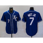 Kansas City Royals #7 Bobby Witt Jr Number Royal MWATKINS Cool Base Stitched Jersey
