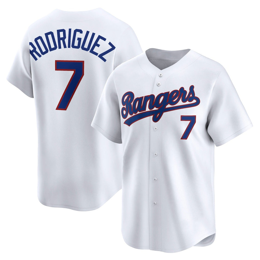 Texas Rangers #7 Ivan Rodriguez White MWATKINS Throwback Cooperstown Collection Limited Jersey