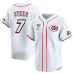 Cincinnati Reds #7 Spencer Steer White MWATKINS 2025 Speedway Classic Home Limited Stitched Jersey