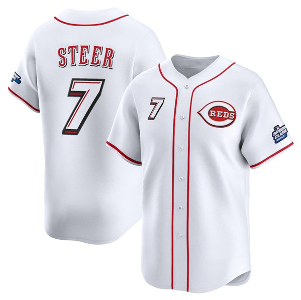 Cincinnati Reds #7 Spencer Steer White MWATKINS 2025 Speedway Classic Home Limited Stitched Jersey