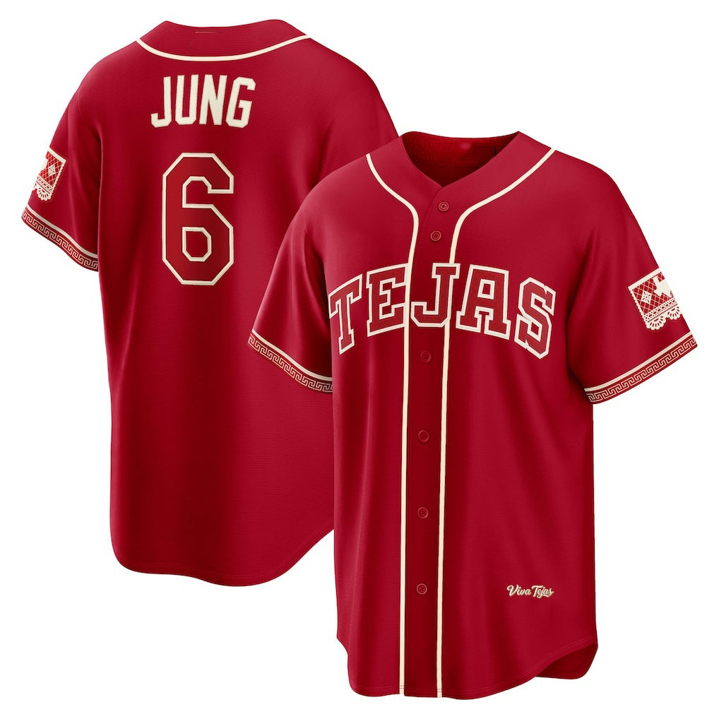 Texas Rangers #6 Josh Jung Red MWATKINS 2026 City Connect Stadium Jersey