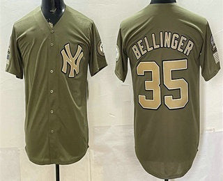 New York Yankees #35 Cody Bellinger Olive MWATKINS 2026 Armed Forces Day Jersey