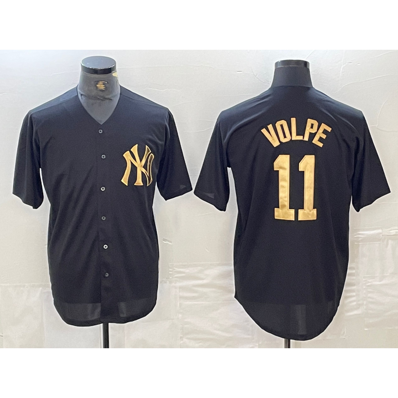 New York Yankees #11 Anthony Volpe Black Gold MWATKINS Cool Base Stitched Jersey