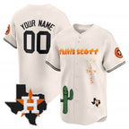 Custom Houston Astros Cactus Jack Patch Vapor Premier Limited Jersey V9 ¨C Stitched-Cream MWATKINS