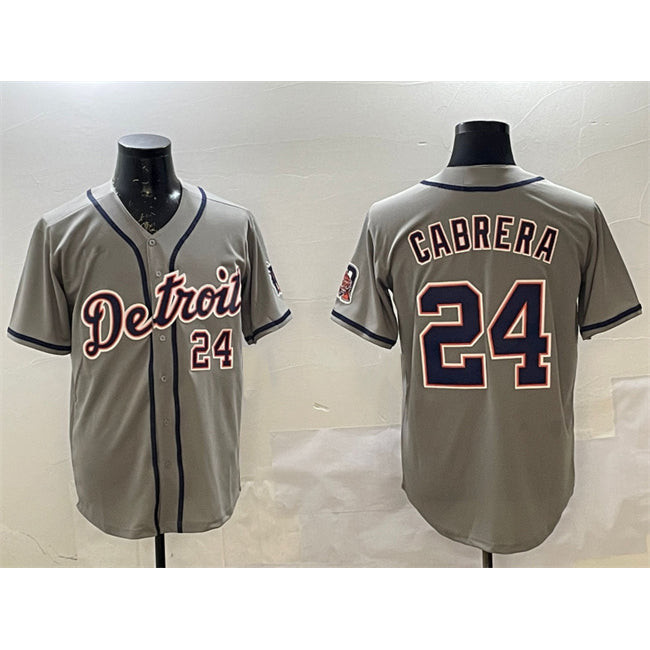 Detroit Tigers #24 Miguel Cabrera Gray MWATKINS Cool Base Stitched Jersey