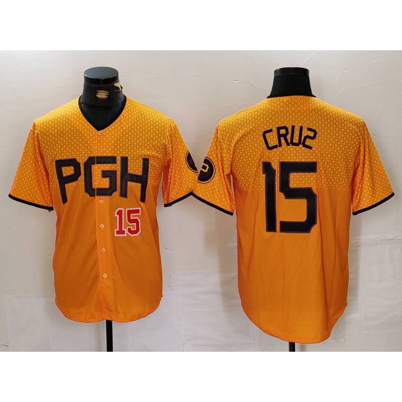 Pittsburgh Pirates #15 Oneil Cruz Yellow MWATKINS 2023 City Connect Stitched Jerseys
