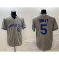 Kansas City Royals #5 George Brett Gray MWATKINS 2024 Away Limited Stitched Jersey
