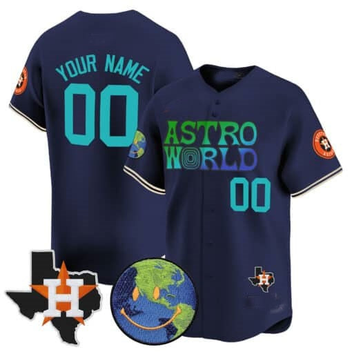 Custom Houston Astros Cactus Jack Astro World Vapor Premier Limited Jersey ¨C Navy MWATKINS