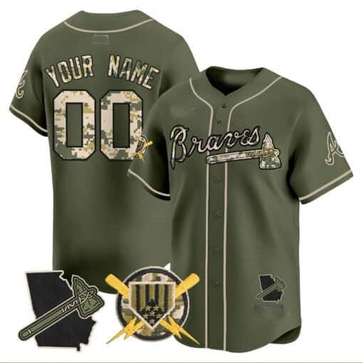 Custom Atlanta Braves Armed Forces Day Vapor Premier Limited Jersey ¨CGreen MWATKINS