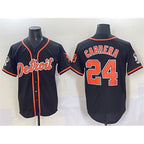 Detroit Tigers #24 Miguel Cabrera Black MWATKINS With Patch Cool Base Stitched Jersey