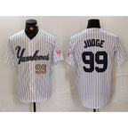 New York Yankees #99 Aaron Judge White MWATKINS Pinstripe Fashion Cool Base Jerseys 2