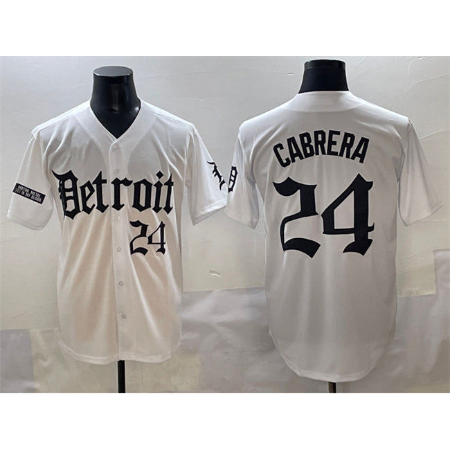 Detroit Tigers #24 Miguel Cabrera White MWATKINS 'Motor Gothic Edition' Vapor Premier Limited Stitched Jersey