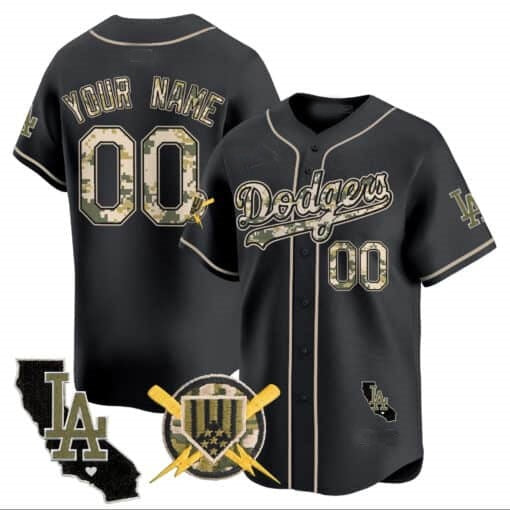 Custom Los Angeles Dodgers Armed Forces Day Vapor Premier Limited Jersey ¨C Black MWATKINS