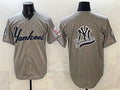 New York Yankees Team Big Logo Grey MWATKINS With Patch Limited Stitched Jersey
