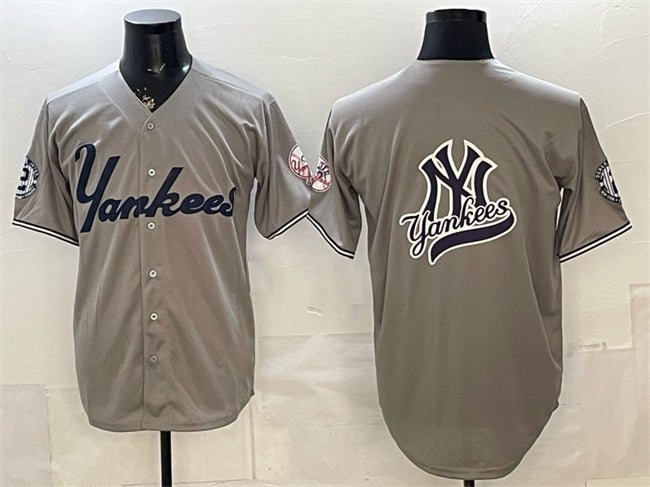 New York Yankees Team Big Logo Grey MWATKINS With Patch Limited Stitched Jersey