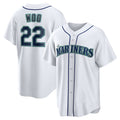 Seattle Mariners #22 Bryan Woo White MWATKINS Home Replica Jersey