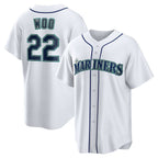 Seattle Mariners #22 Bryan Woo White MWATKINS Home Replica Jersey