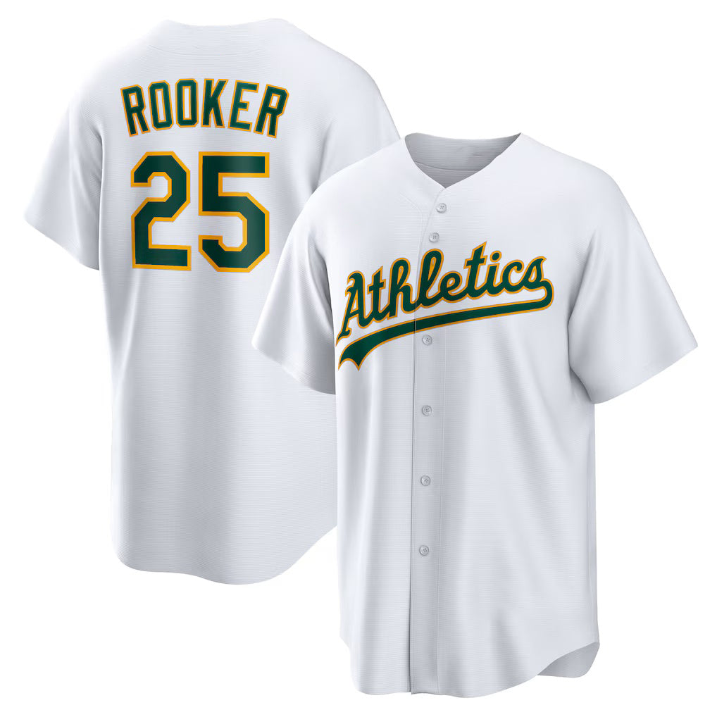 Oakland Athletics #25 Brent Rooker White MWATKINS Home Replica Jersey