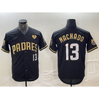San Diego Padres #13 Manny Machado Black Gold MWATKINS With Patch Cool Base Stitched Jersey