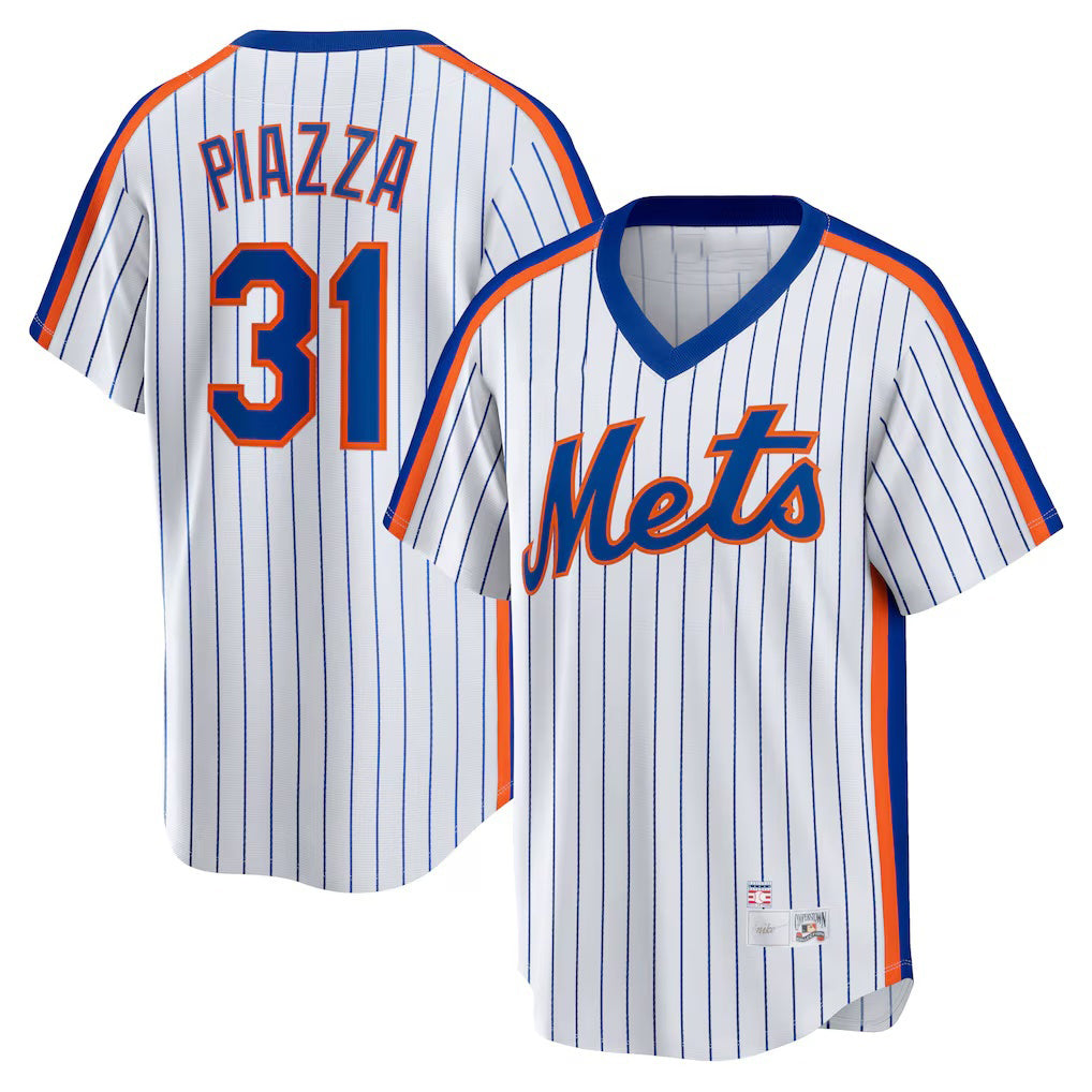 New York Mets #31 Mike Piazza White MWATKINS Home Cooperstown Collection Player Jersey