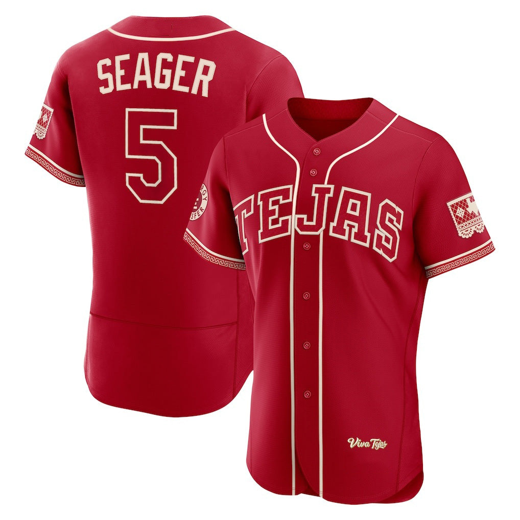 Texas Rangers #5 Corey Seager Red MWATKINS 2026 City Connect Authentic Sponsor Patch Jersey