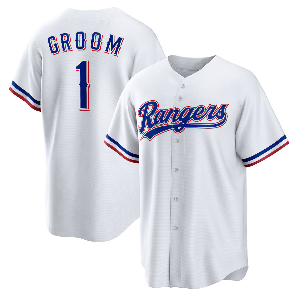 Texas Rangers #1 Groom Home White MWATKINS Replica Jersey