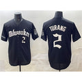 Milwaukee Brewers #2 Brice Turang Black MWATKINS 'Gothic 414 Shadows Edition' Vapor Premier Limited Stitched Jersey