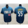 Philadelphia Phillies #55 Ranger Suarez Blue MWATKINS 2024 City Player Number Cool Base Jerseys