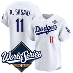 Los Angeles Dodgers #11 Roki Sasaki White MWATKINS 2025 World Series Limited Stitched Jersey