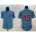 Philadelphia Phillies #45 Zack Wheeler Blue MWATKINS Cool Base Stitched Jersey