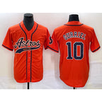 Houston Astros #10 Yuli Gurriel Orange MWATKINS With Patch Cool Base Stitched Jersey