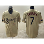 Arizona Diamondbacks #7 Corbin Carroll Number 2021 Gold MWATKINS City Connect Cool Base Stitched Jersey 2