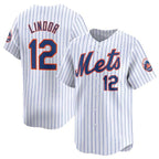 New York Mets #12 Francisco Lindor White MWATKINS 2024 Home Limited Stitched Jersey