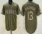 San Diego Padres #13 Manny Machado Olive MWATKINS 2026 Armed Forces Day Jersey
