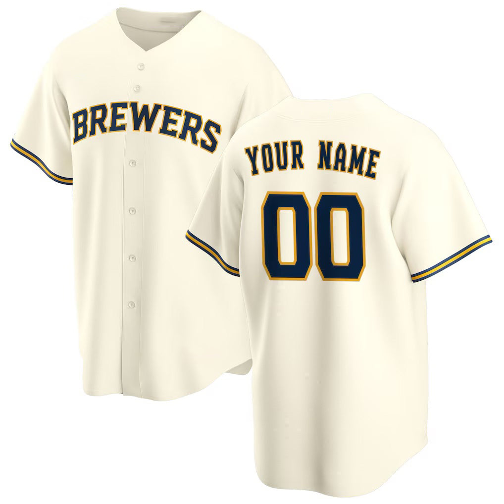 Custom Milwaukee Brewers Cream MWATKINS Home Replica Jersey