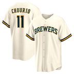 Milwaukee Brewers #11 Jackson Chourio Cream MWATKINS Home Replica Jersey