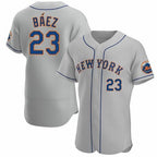 New York Mets #23 Javier Baez Gray MWATKINS Anthentic Jersey