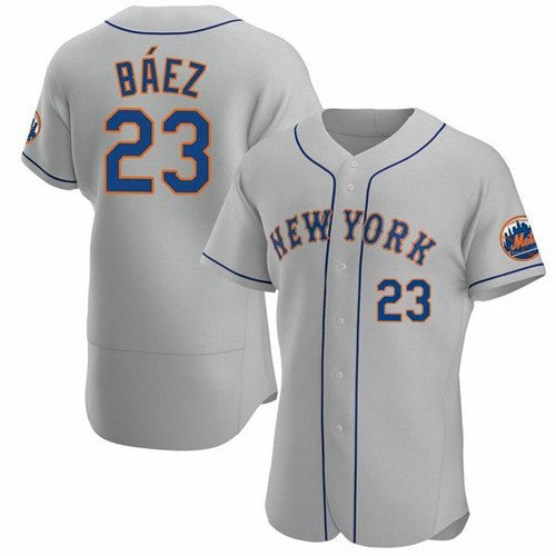 New York Mets #23 Javier Baez Gray MWATKINS Anthentic Jersey