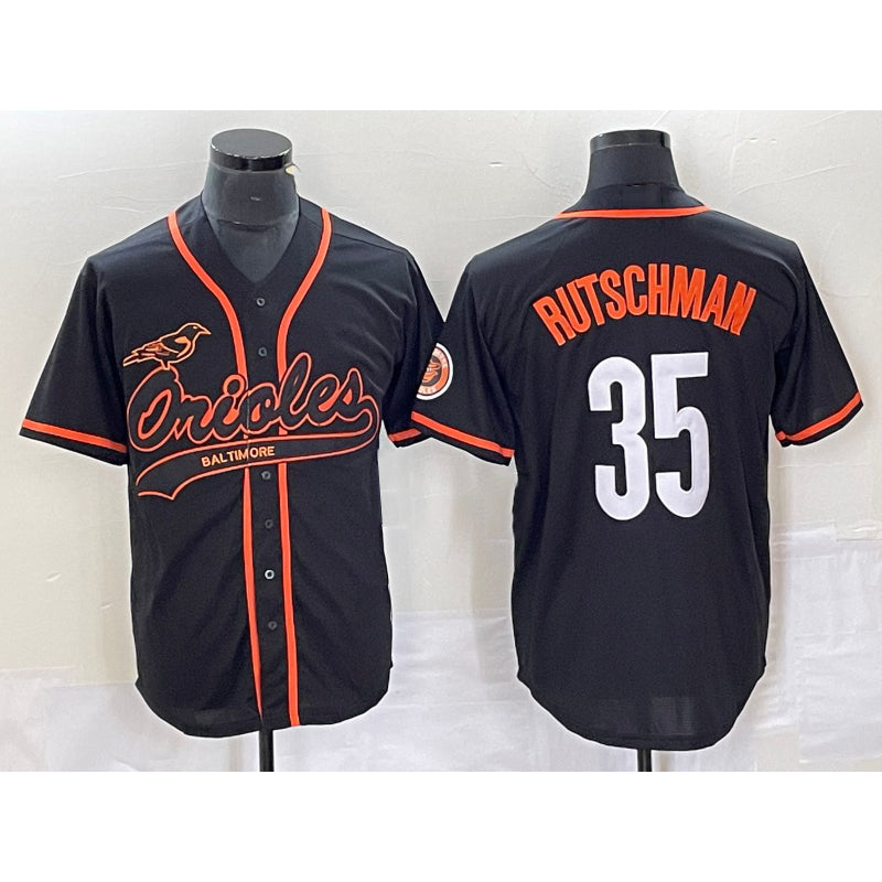Baltimore Orioles #35 Adley Rutschman Black MWATKINS Cool Base Stitched Jersey